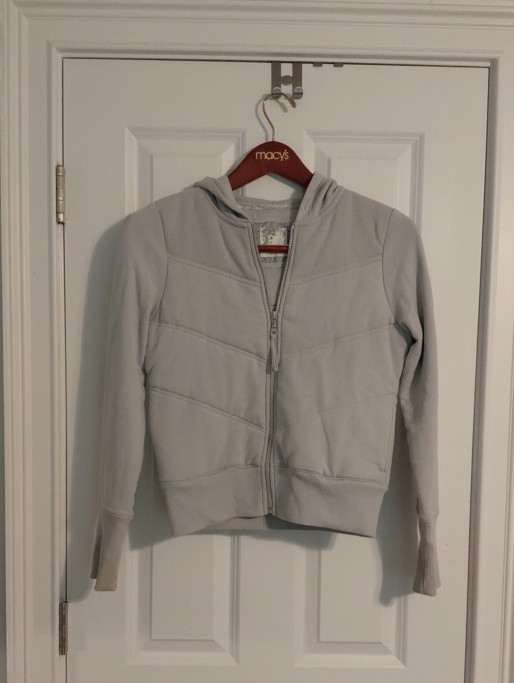 Old Navy Light Gray/Dusty Blue Bomber Hoodie, Size S